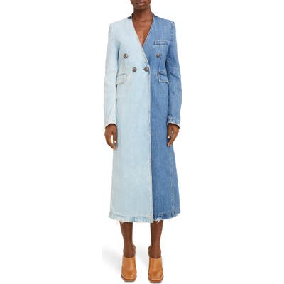 Givenchy Double Breasted Contrast Denim Jacket, 6 FR - Blue