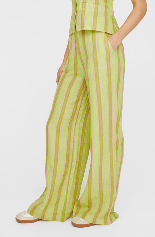 Shop Nasty Gal Lime Stripe High Waist Baggy Pants