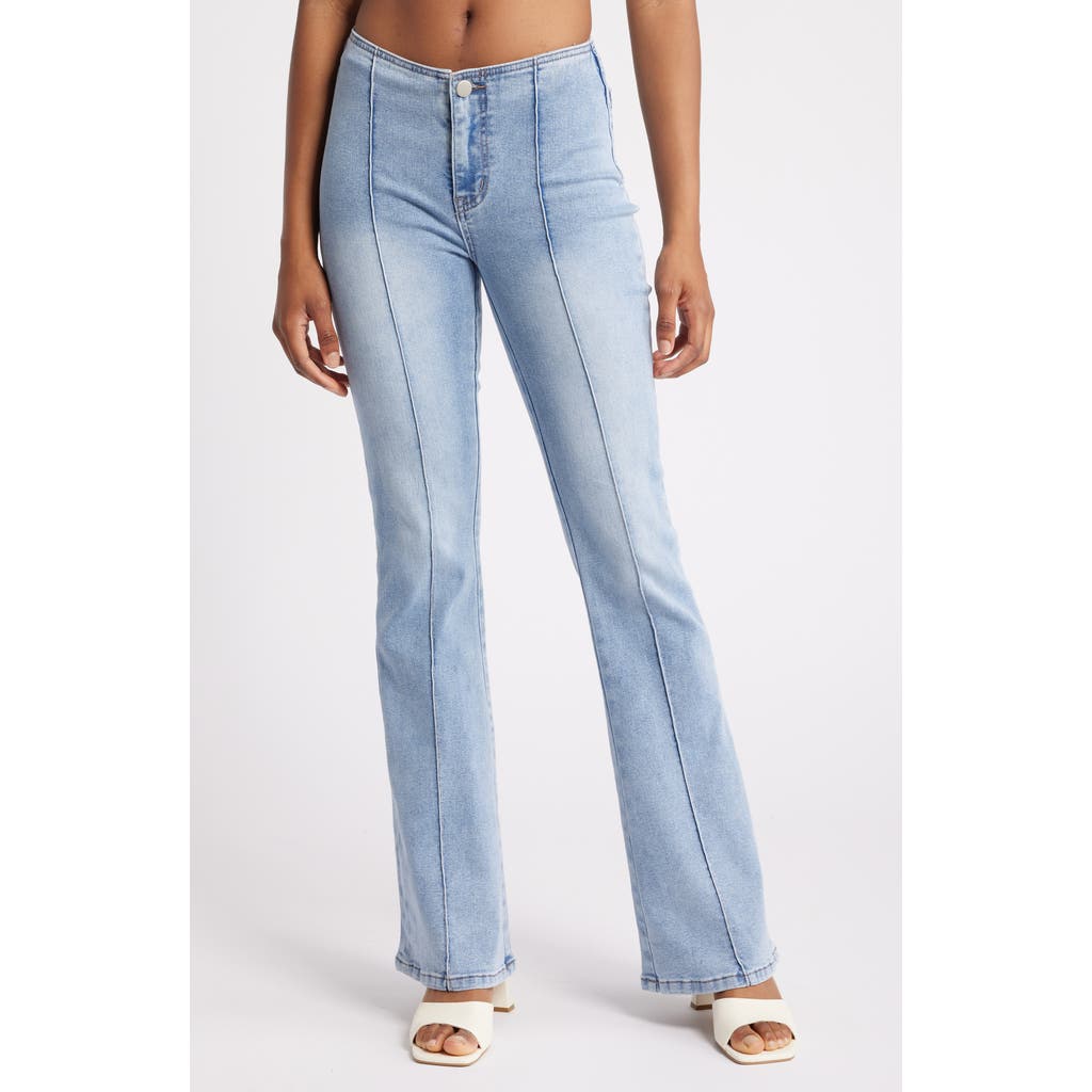 PTCL Seamed No Waistband Low Rise Flare Jeans in Light Indigo