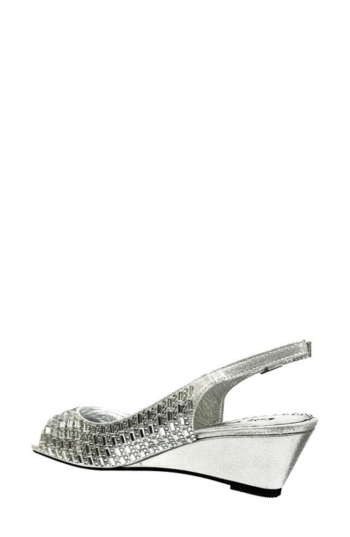 Lady Couture Queen Slingback Wedge Heel Sandal In Silver
