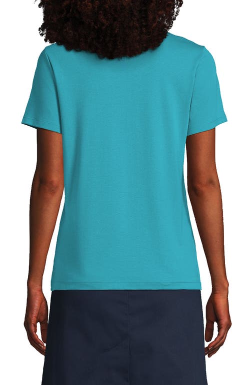 Lands' End School Uniform  Short Sleeve Feminine Fit Interlock Polo Shirt In Teal Breeze