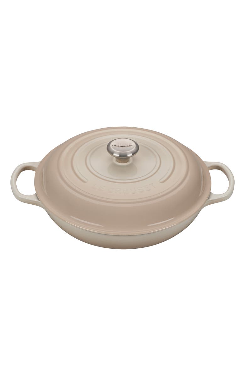 LE CREUSET Signature 3 3/4 Quart Enameled Cast Iron Braiser, Main, color, MERINGUE