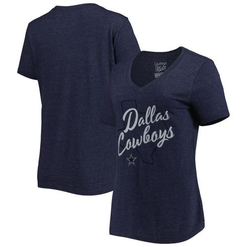 NFL Women's Heathered Navy Dallas Cowboys Antonia Tri-Blend V-Neck T-Shirt in Heather Navy