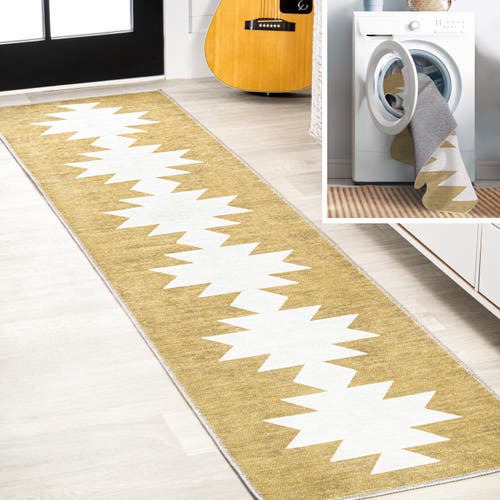 Jonathan Y Chayton Minimalist Geometric Machine-washable Area Rug In Moss/cream