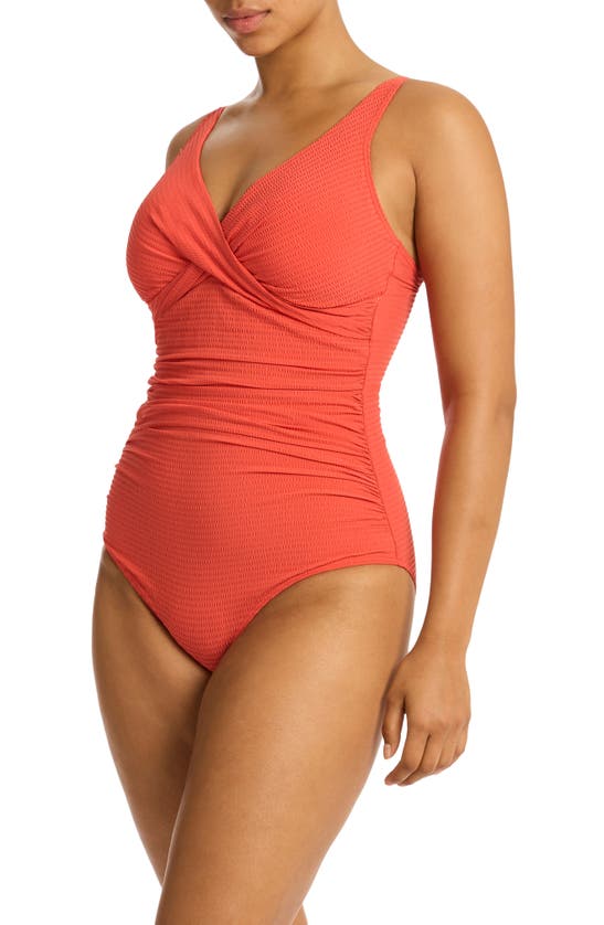 Shop Sea Level Cross Front Multifit One-piece Swimsuit In Flame