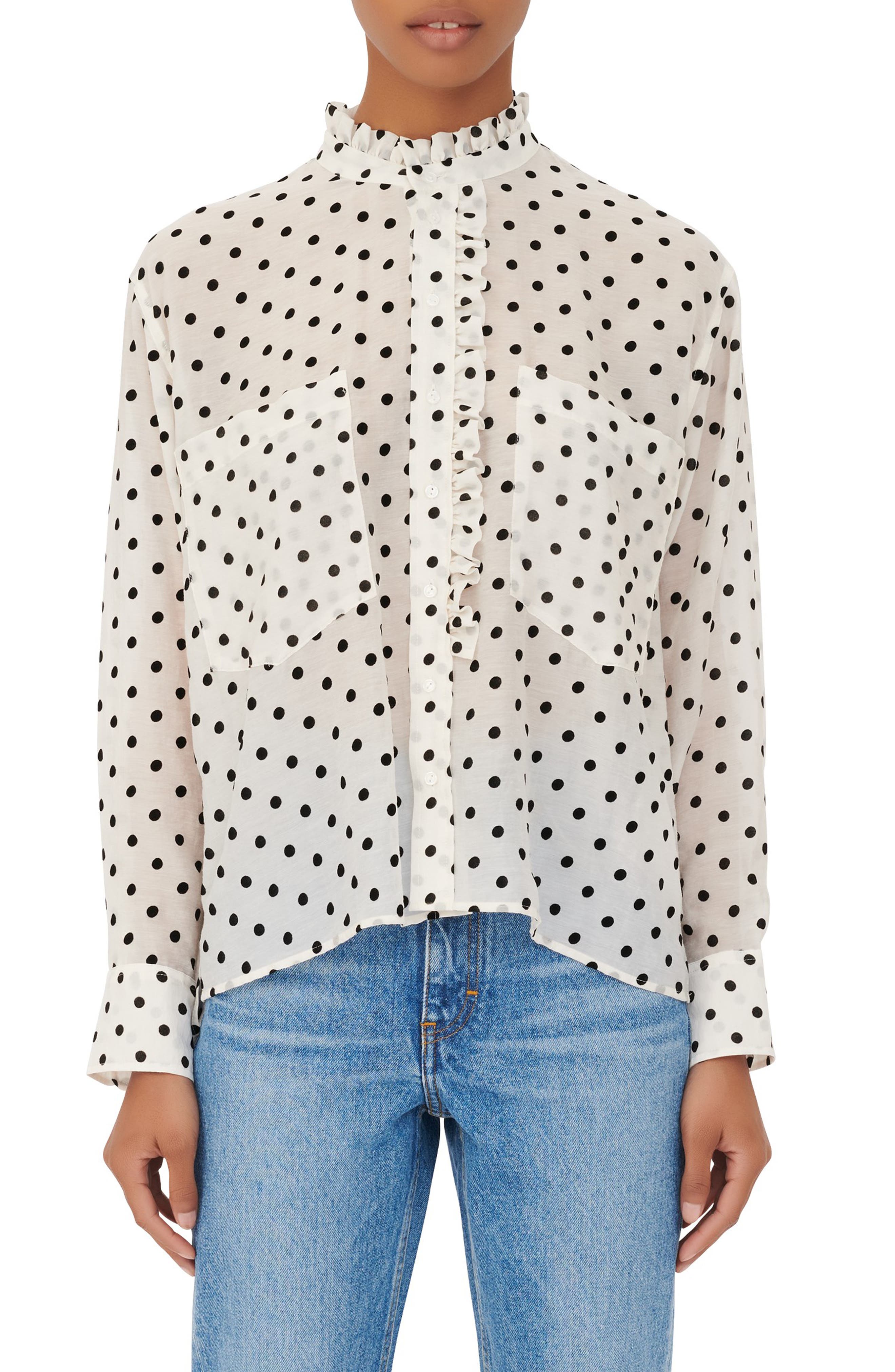 polka dot silk blouse