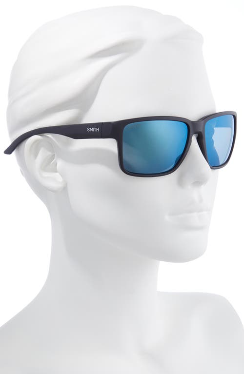 Smith Emerge 60mm Polarized Rectangle Sunglasses In Matte Black/blue Mirror