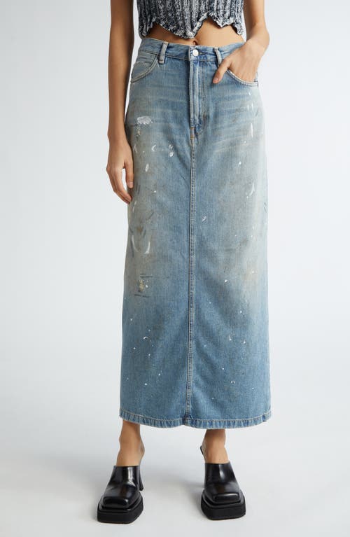 Philo Trafalgar Denim Midi Skirt in Light Blue