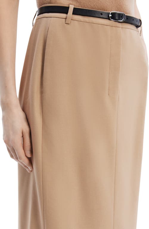 Shop Theory High Waist Midi Skirt In New Camel