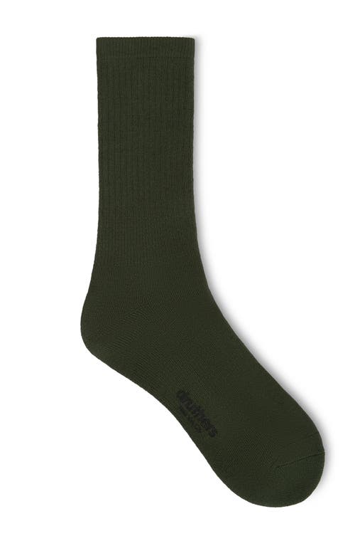 Druthers Nyc Organic Cotton Everyday Crew Sock In Olive