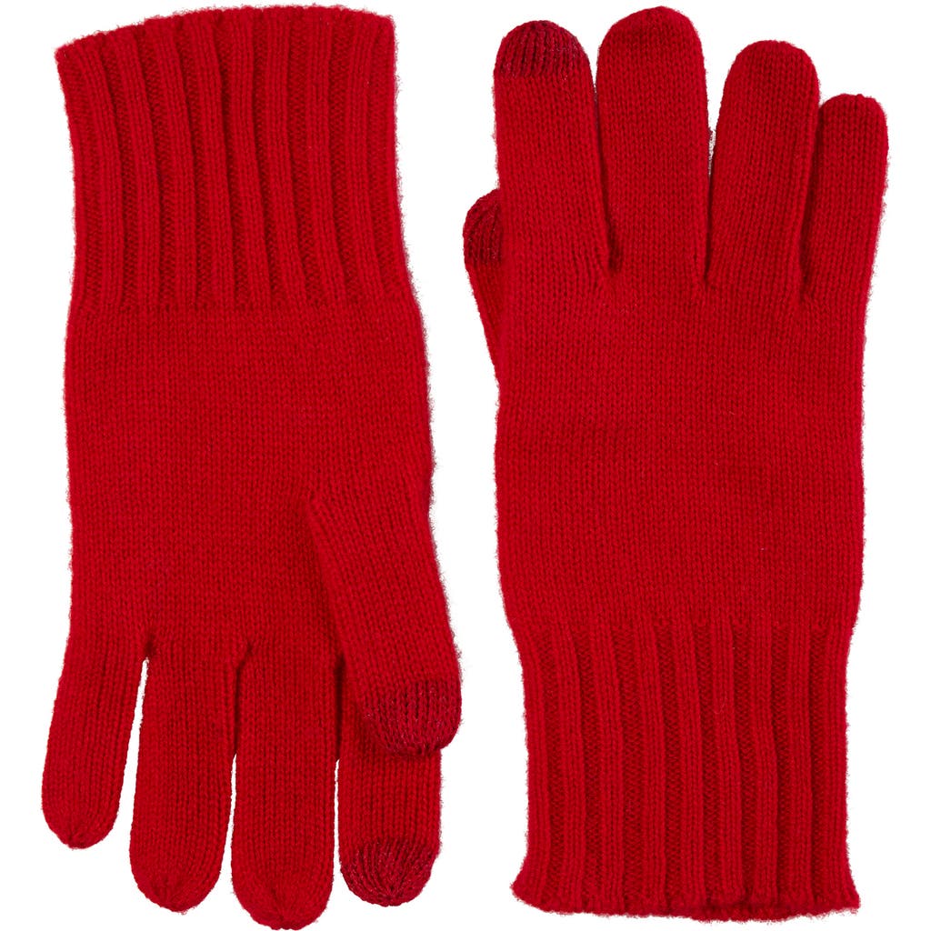 Amicale Cashmere Rib Knit Gloves In Red