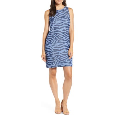 Tommy Bahama Zebra Print Chambray Shift Dress, Blue