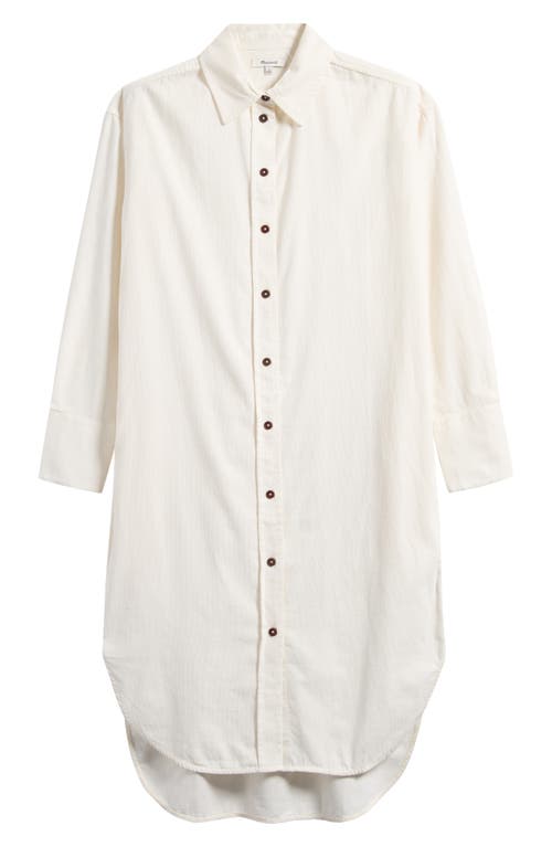 Madewell Long Sleeve Corduroy Midi Shirtdress In Winter White