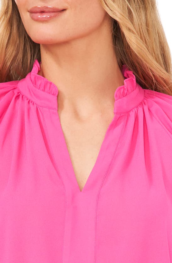 Shop Cece Raglan Sleeve Popover Top In Bright Rose Pink
