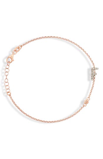 Meshmerise Diamond Initial Bezel Bracelet In Rose-f