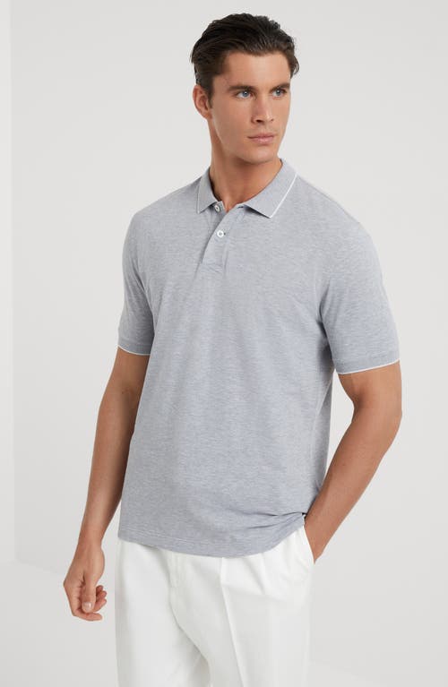 Shop Brunello Cucinelli Piqué Polo Shirt In Grey