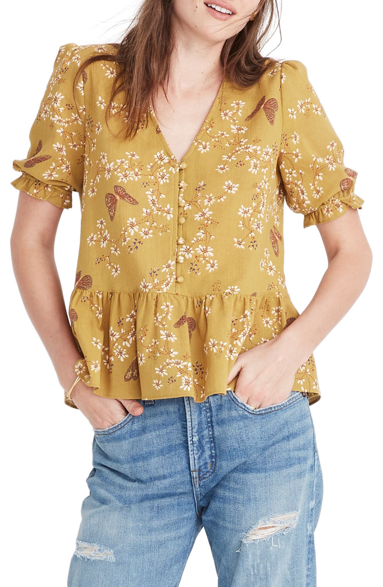 courtyard ruffle hem top