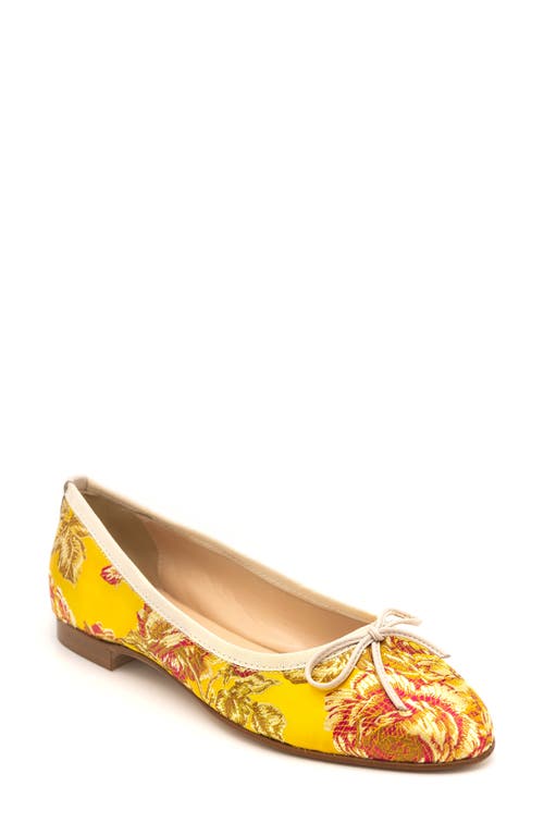 Butter Shoes Pavlova Silk Jacquard Floral Ballet Flat in Yellow