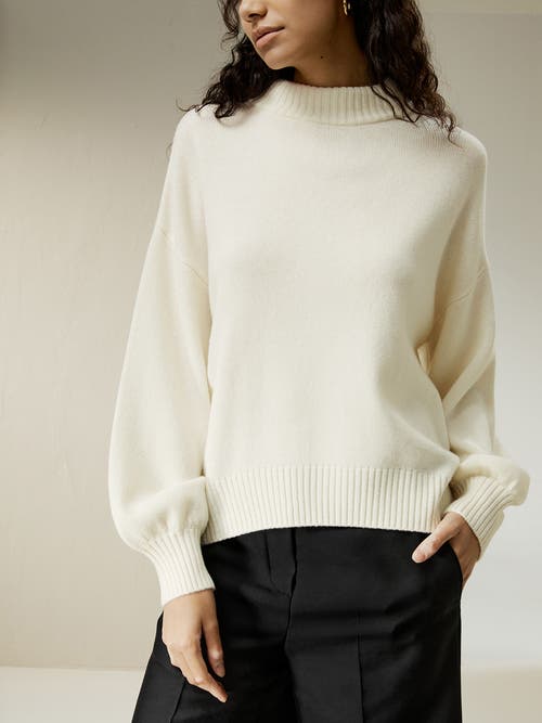 Shop Lilysilk Drop Shoulder Wool Sweater In White