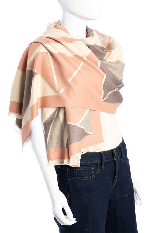Saachi Mosaic Reversible Scarf In Pink/beige/cream