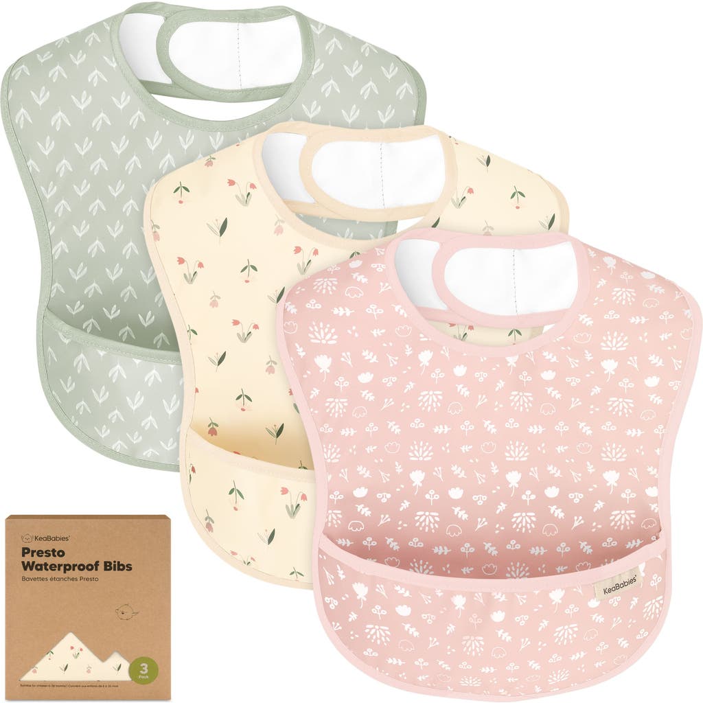 Keababies 3-pack Presto Waterproof Bibs In Fleur