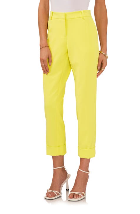 Women's Yellow Cropped & Capri Pants