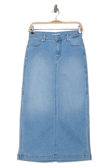 7 For All Mankind Denim Midi Skirt In Antigua