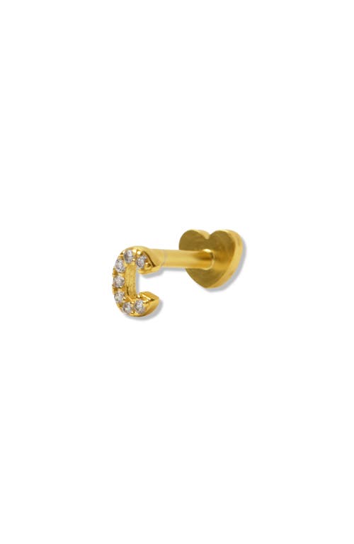 ARGENTO VIVO ARGENTO VIVO STERLING SILVER PAVÉ CUBIC ZIRCONIA INITIAL FLATBACK STUD EARRING