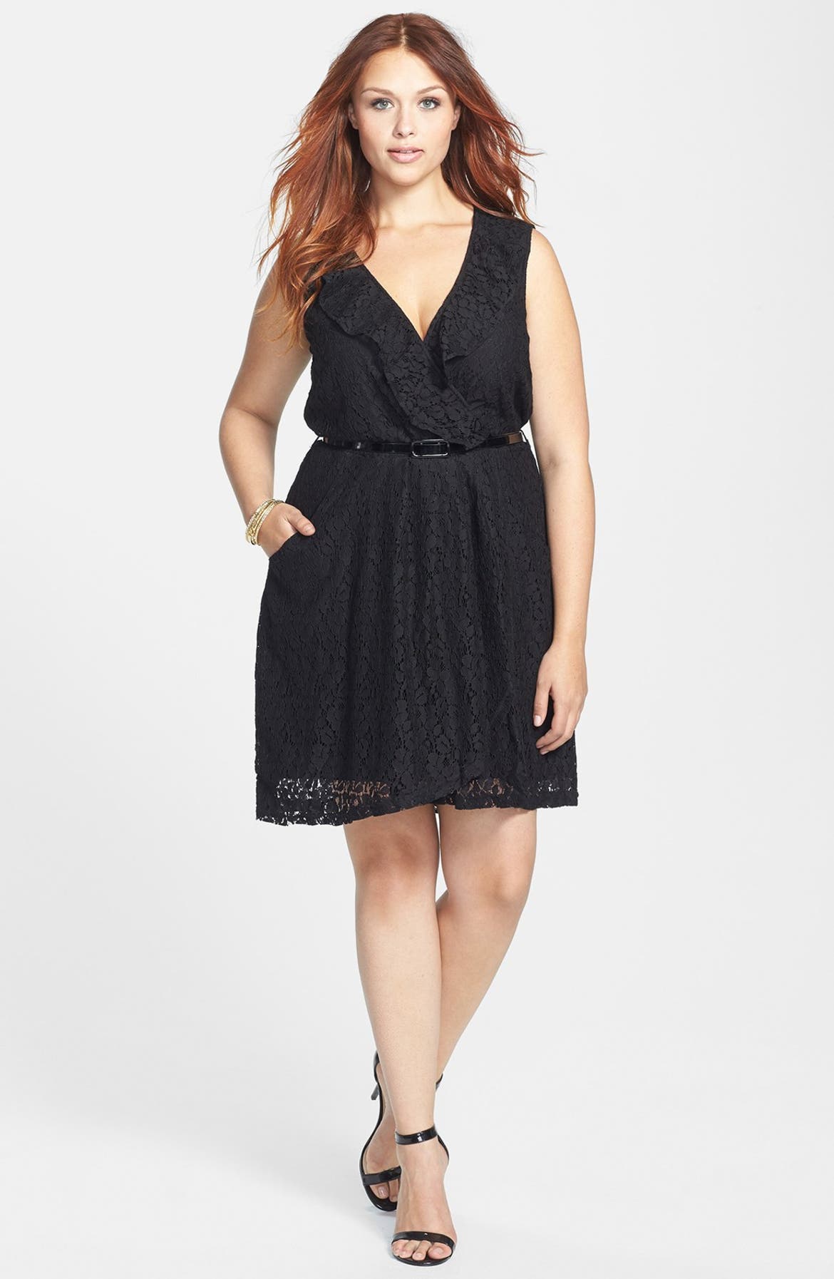 City Chic Ruffled Lace Fit & Flare Dress | Nordstrom
