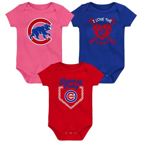 Infant Royal/Red/Pink Chicago Cubs Baseball Baby 3-Pack Bodysuit Set