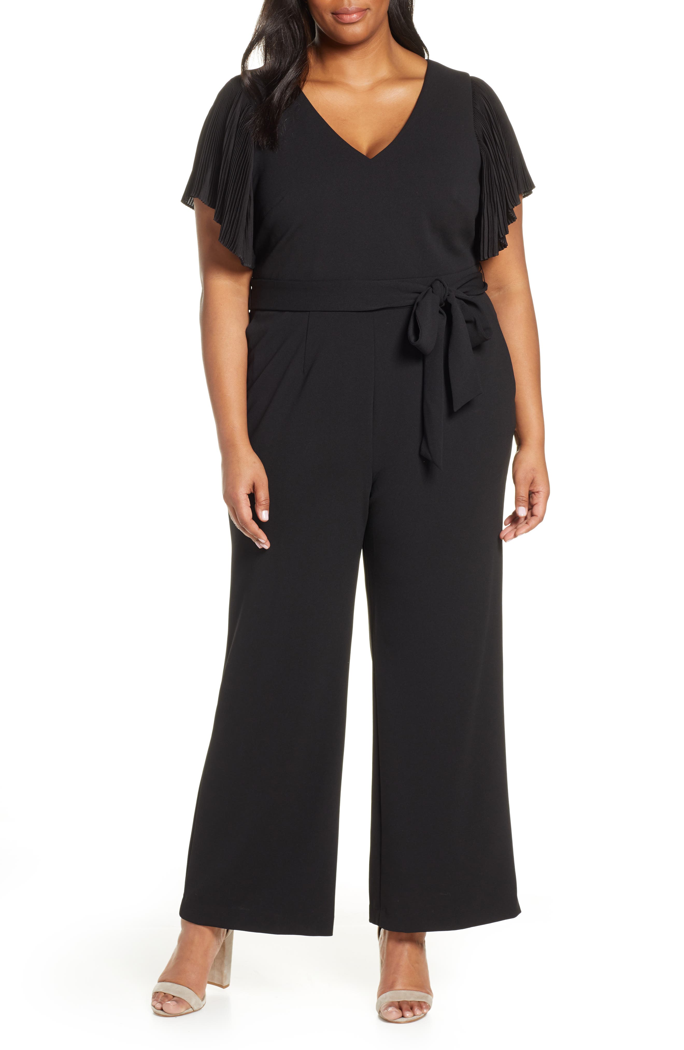 Plus Size Eliza J Wide Leg Jumpsuit, Black