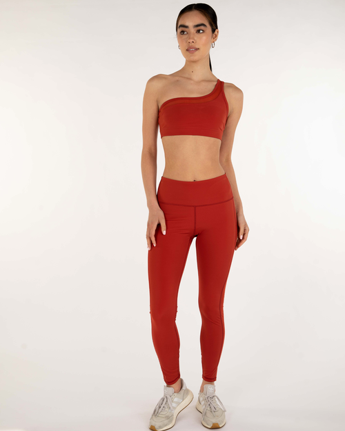 Shop Rebody Active On Duty Mesh One Shoulder Silkiflex Bra In Mars Red