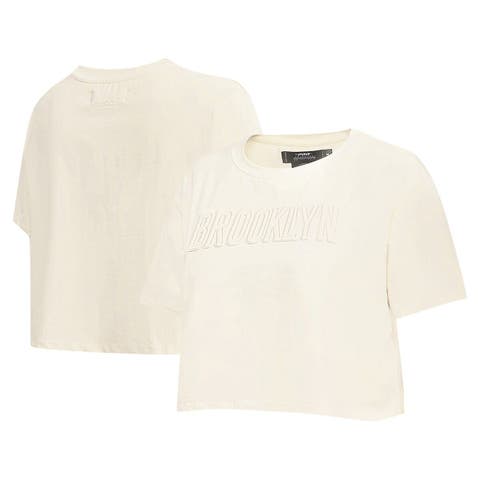 Women's Pro Standard  Cream Brooklyn Nets Neutral Boxy Crop T-Shirt