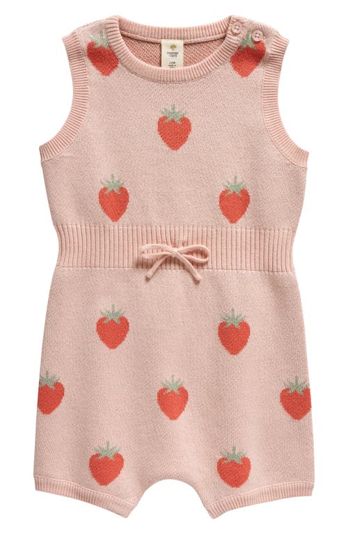Tucker + Tate Ribbed Waist Cotton Romper in Pink English- Multi Strawberry at Nordstrom, Size 9M