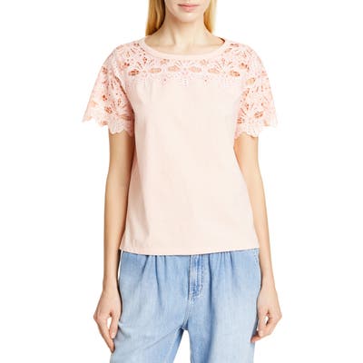 La Vie Rebecca Taylor Embroidered Detail Top, Pink