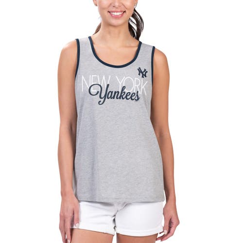 Women's G-III 4Her by Carl Banks Gray New York Yankees Fastest Lap Tank Top