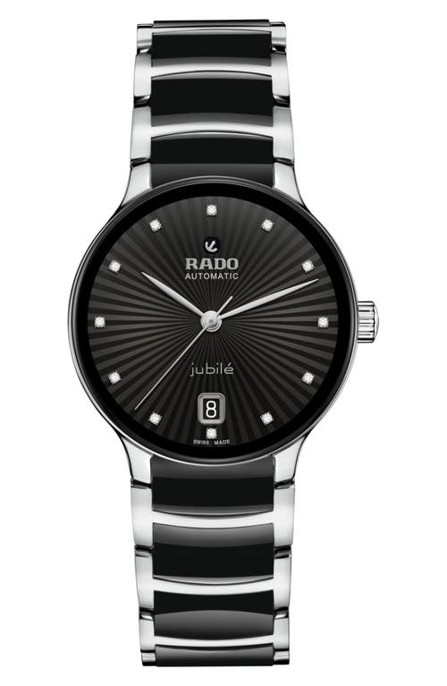 Rado Centrix Automatic Diamond Bracelet Watch, 35mm In Black/silver