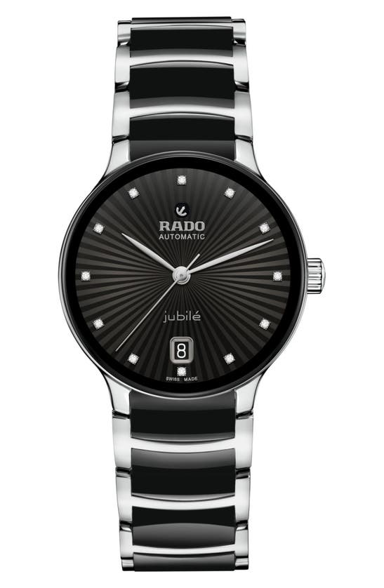 Shop Rado Centrix Automatic Diamond Bracelet Watch, 35mm In Black/ Silver