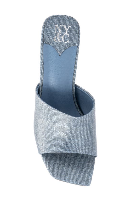 New York And Company Delara Croc Embossed Heeled Sandal In Blue