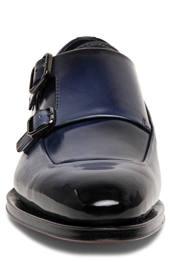 Shop Santoni Eros Fulu Double Monk Strap Shoe In Blue-u59