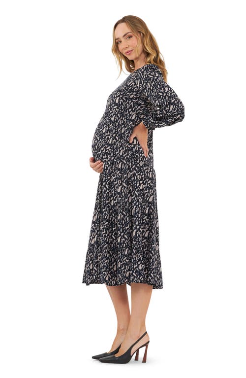 Shop Ripe Maternity Izzie Tiered Maternity Dress In Midnight/mocha