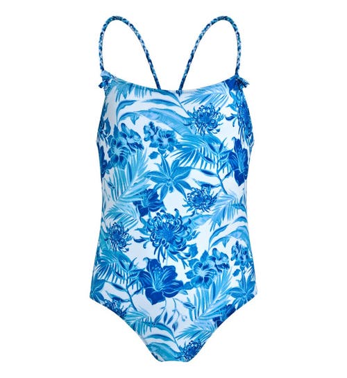 Vilebrequin Floral-print Braided-strap Swimsuit In Blanc
