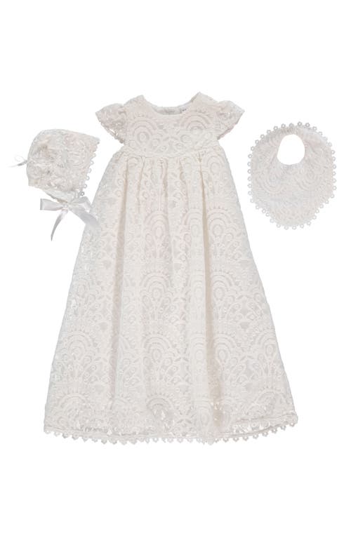 Carriage Boutique 4-Piece All Lace Christening Set with Bonnet & Bib in Off White at Nordstrom