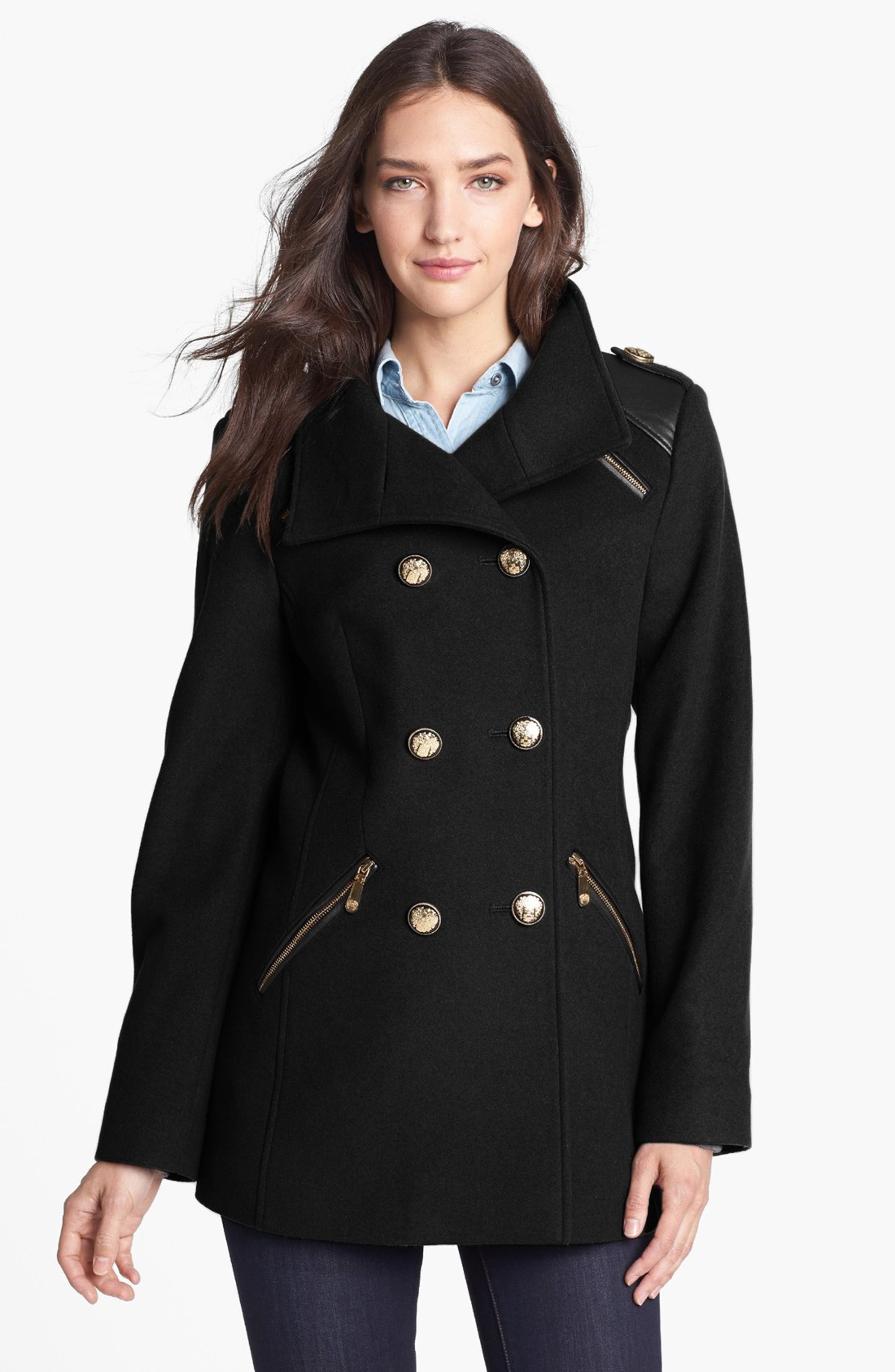Vince Camuto Wool Blend Military Peacoat (Petite) | Nordstrom