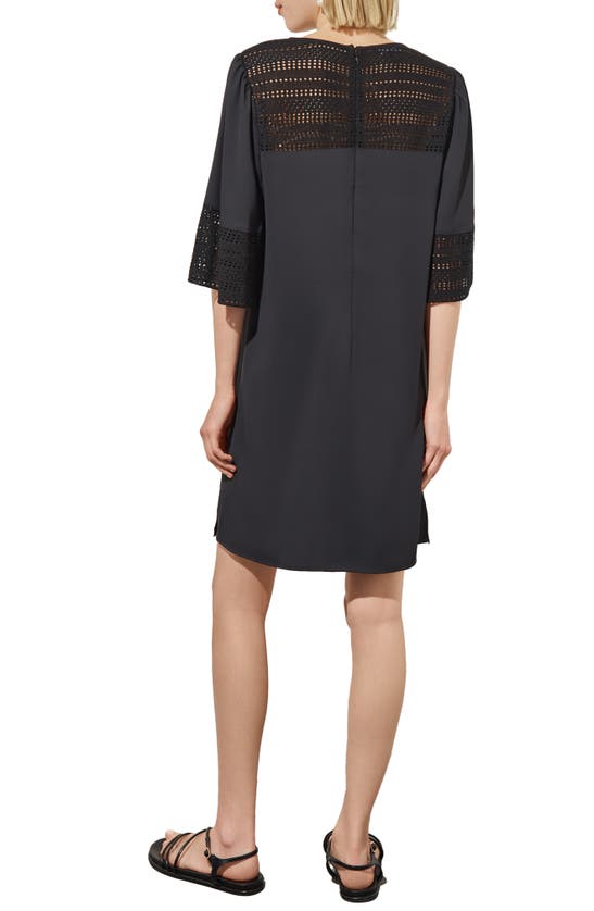 Ming Wang Embroidered Detail Bell Sleeve Dress In Black