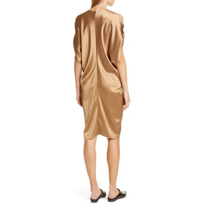 Zero + Maria Cornejo Miu Cold Shoulder Crepe Back Satin Dress, Orange