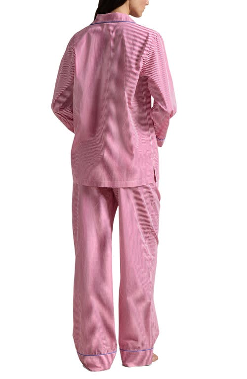Polo Ralph Lauren Madison Stripe Cotton Pajamas In College Pink