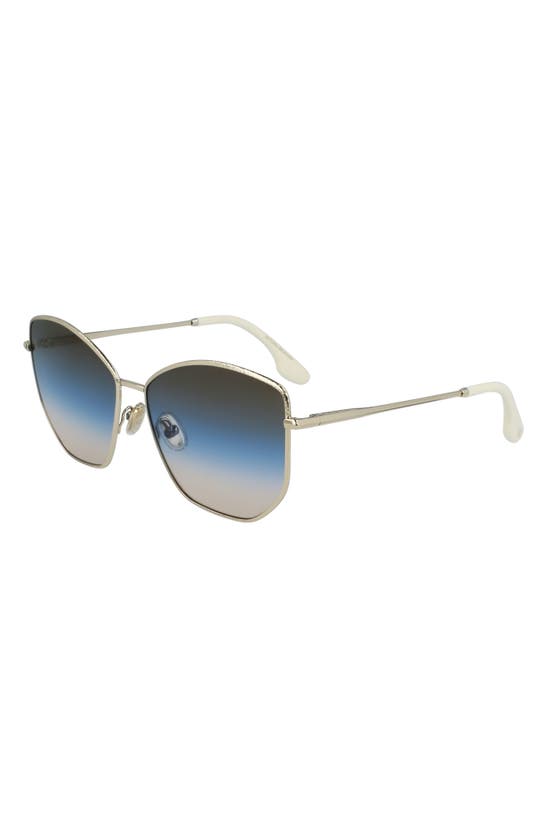 Shop Victoria Beckham Hammered 59mm Sunglasses In Gold-brown Blue Sand