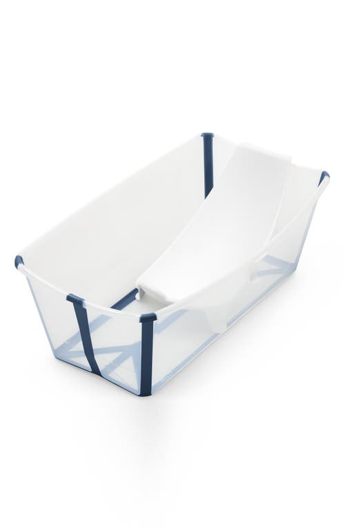 Stokke Flexi Bath Foldable Baby Bath Tub with Temperature Plug & Infant Insert in Transparent Blue at Nordstrom