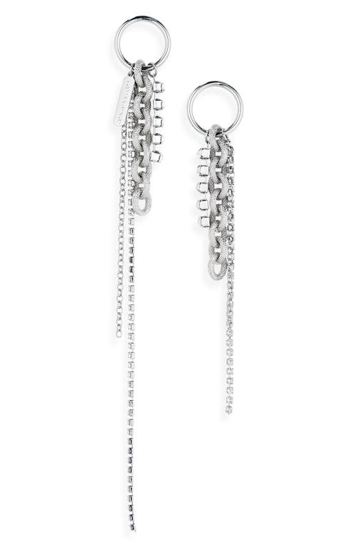 Justine Clenquet Chloe Crystal Mismatched Drop Earrings in Palladium 